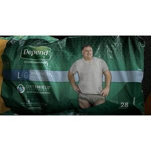 Depends Men's Maximum DryShield Size Large Open Bag (16) Adult Incontinence‎